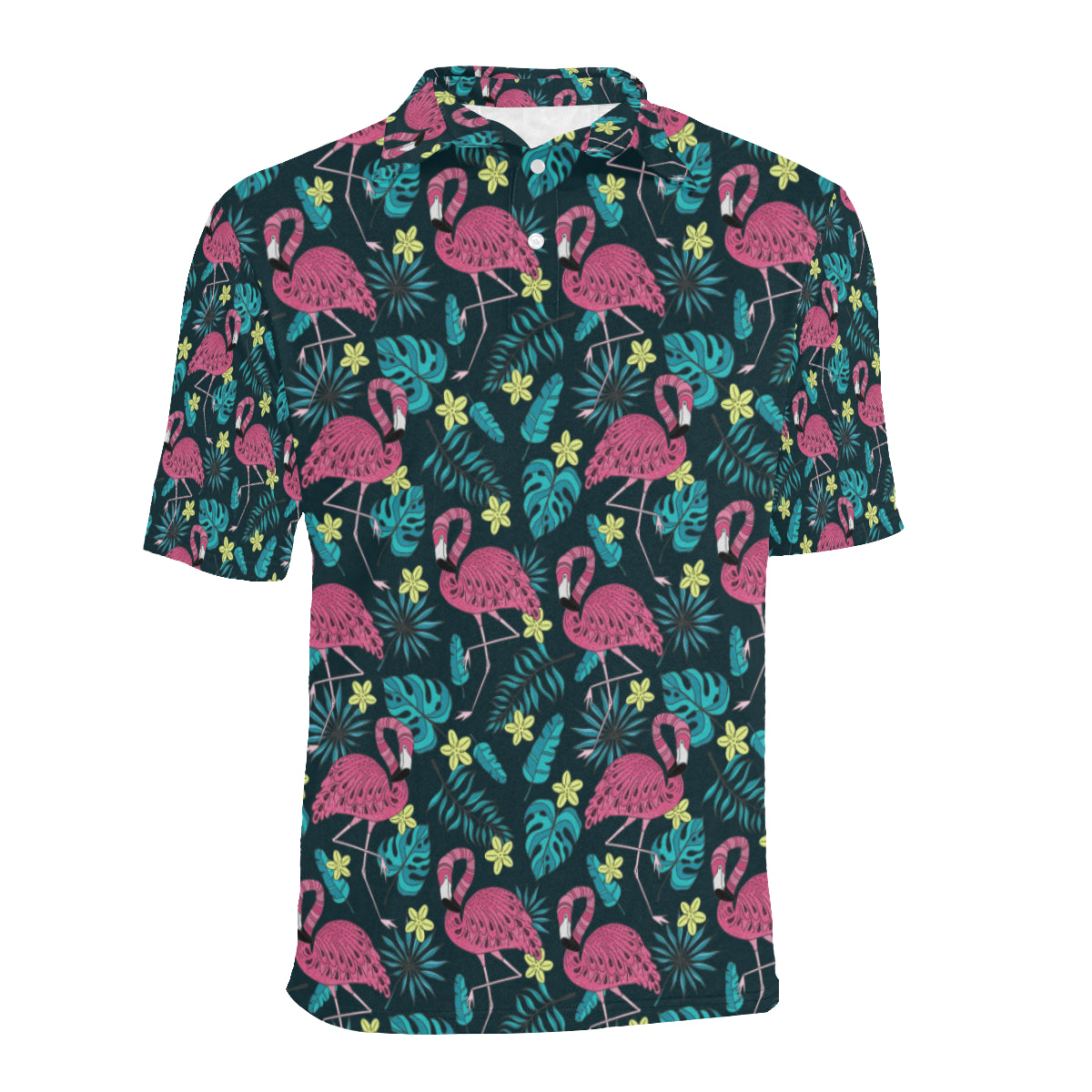 Flamingo Print Pattern Men Polo Shirt