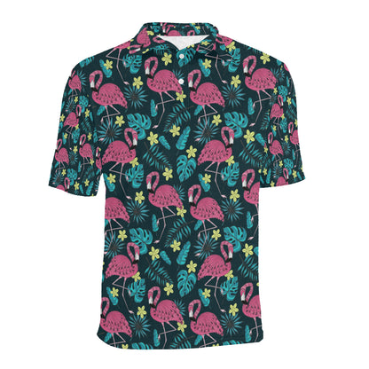 Flamingo Print Pattern Men Polo Shirt