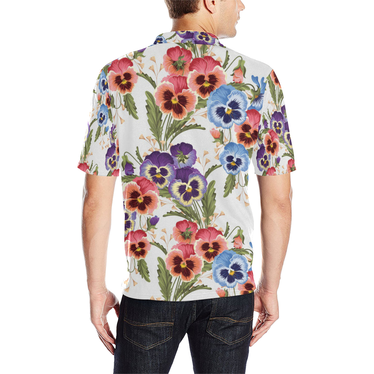 Pansy Pattern Print Design PS06 Men Polo Shirt