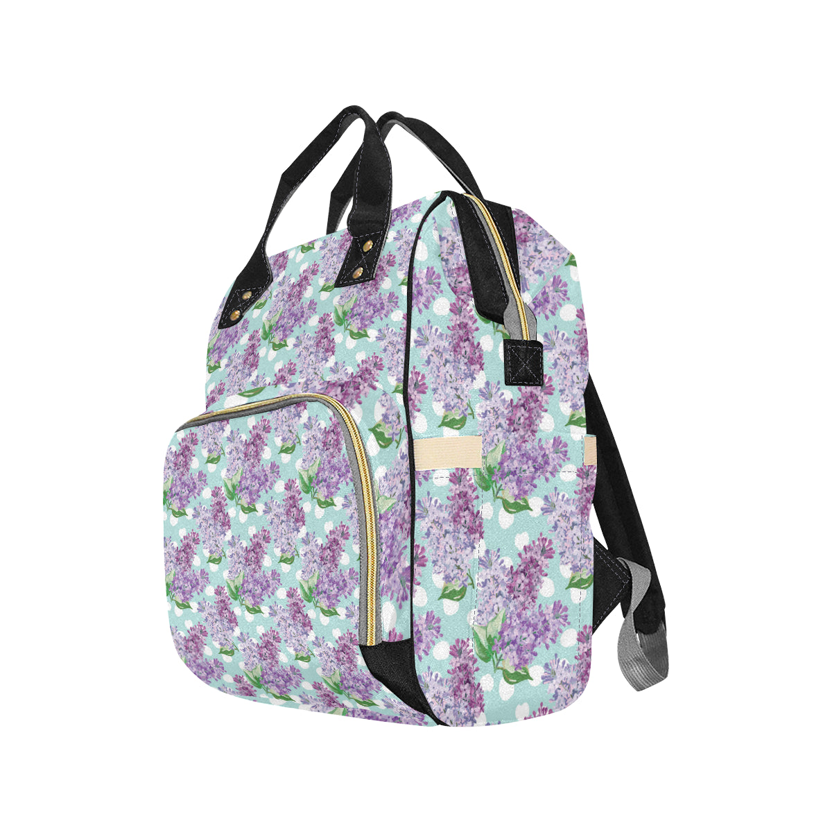 Lilac Pattern Print Design 02 Diaper Bag Backpack