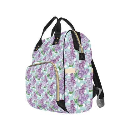 Lilac Pattern Print Design 02 Diaper Bag Backpack