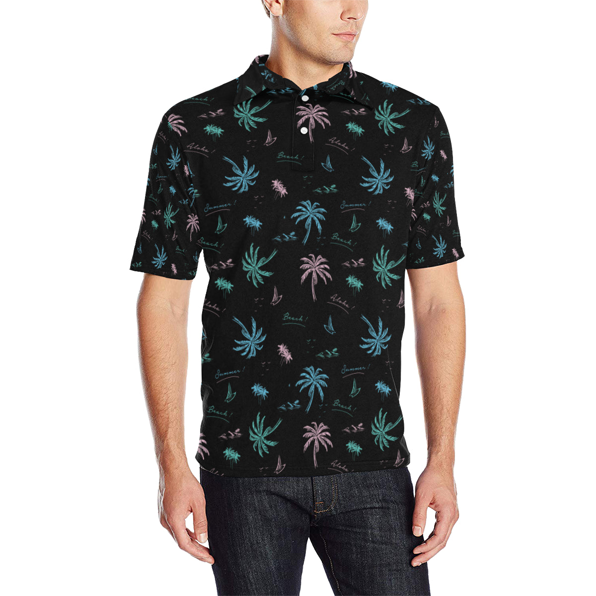 Aloha Hawaii Pattern Print Design 03 Men Polo Shirt