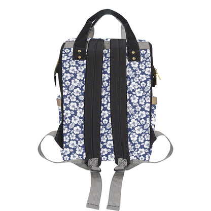 Hibiscus Blue Hawaiian Flower Style Diaper Bag Backpack