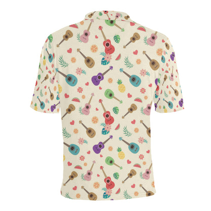 Ukulele Pattern Print Design 01 Men Polo Shirt