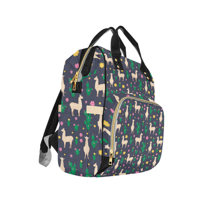 Llama Cactus Pattern Print Design 012 Diaper Bag Backpack