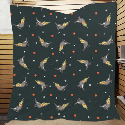 Cockatiel Pattern Print Design 02 Premium Quilt