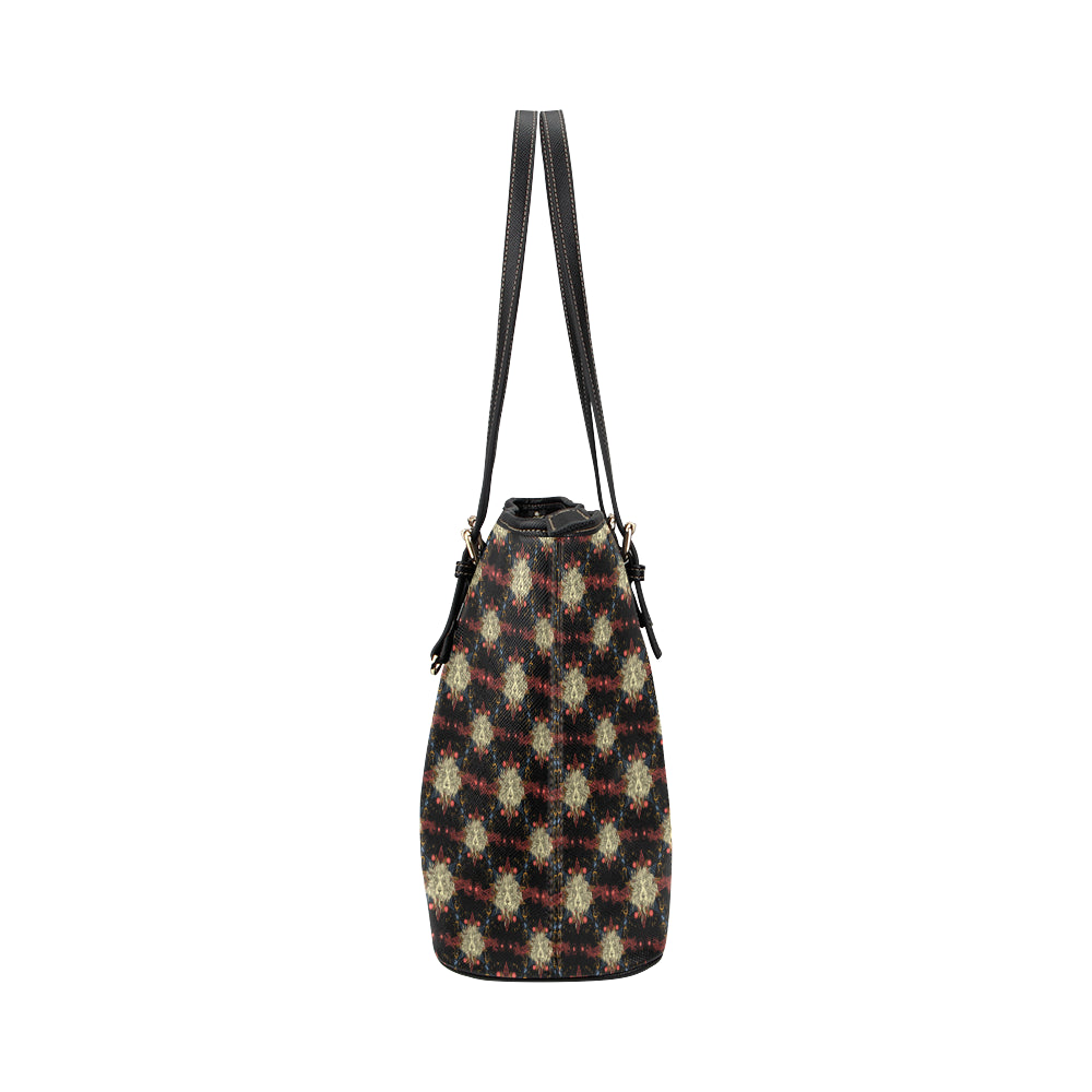 Zodiac Leo Pattern Design Print Leather Tote Bag