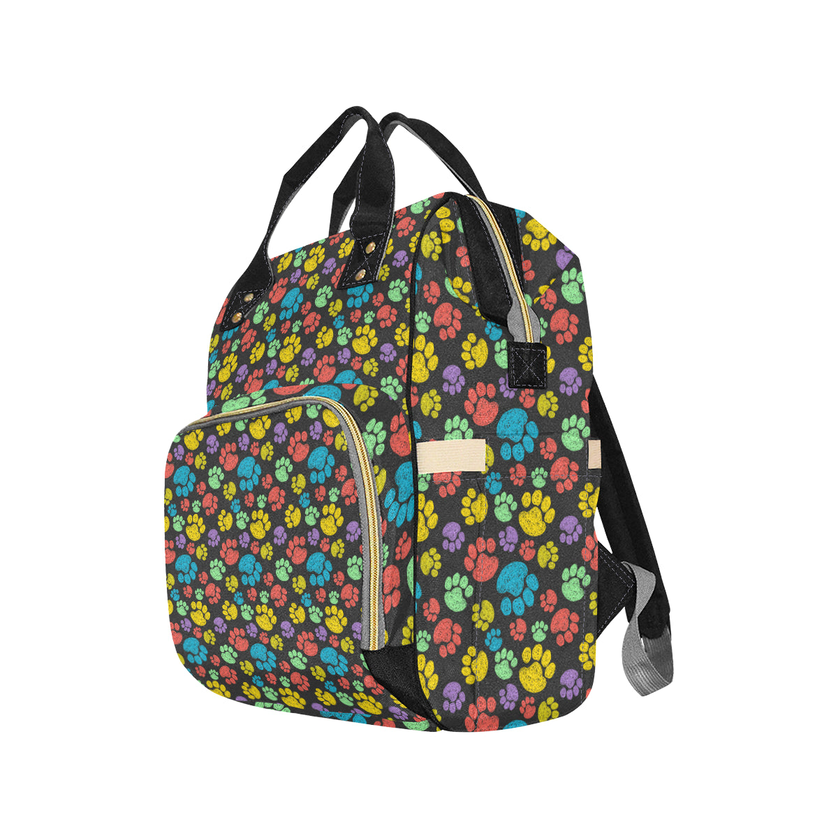 Paw Colorful Print Diaper Bag Backpack