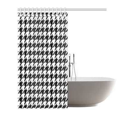 Houndstooth Black White  Pattern Print Design 05 Shower Curtain