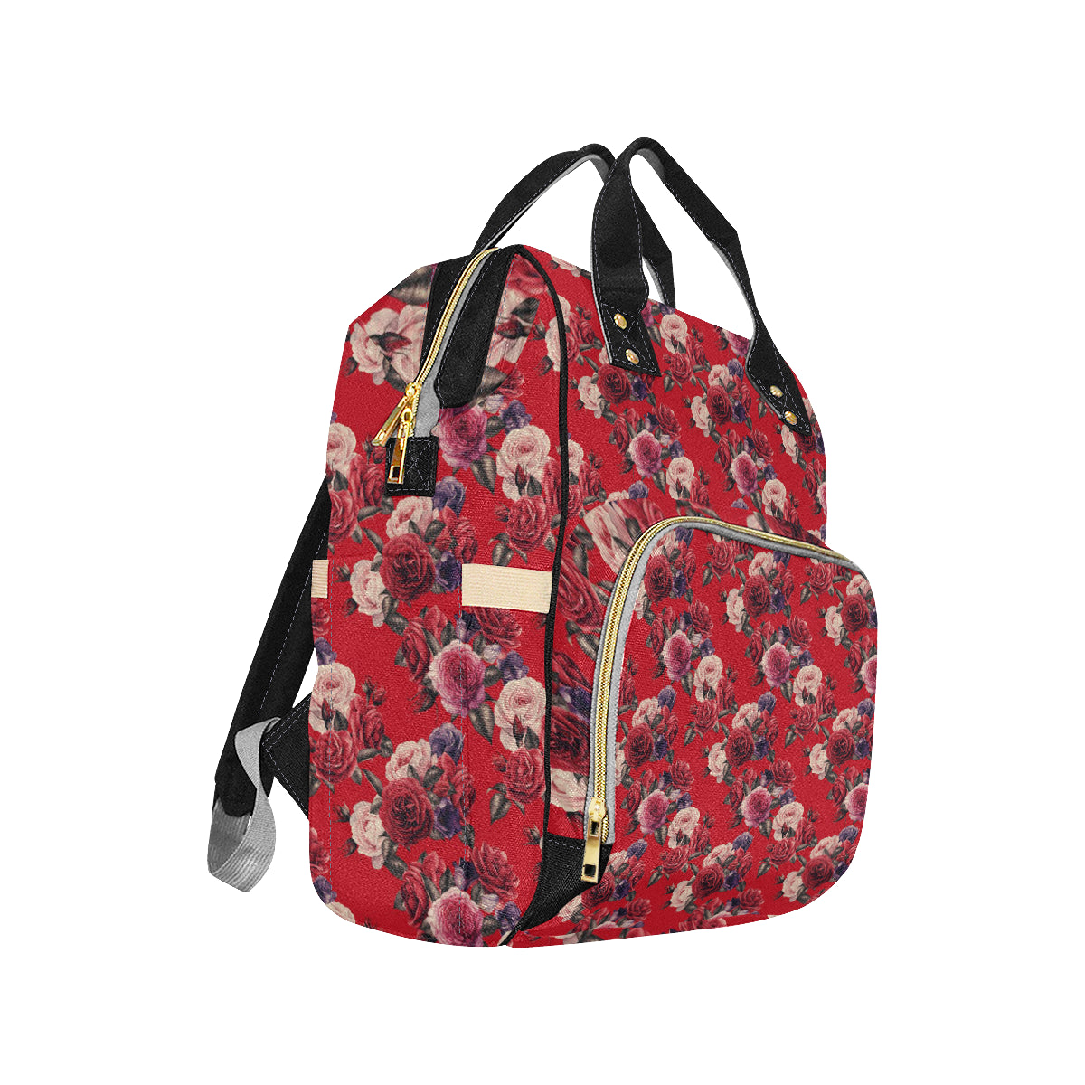 Rose Red Pattern Print Design RO07 Diaper Bag Backpack