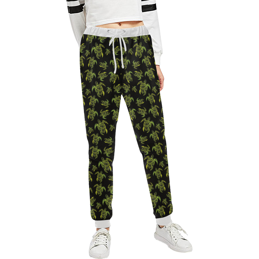 Green Tribal Turtle Polynesian Themed Unisex Sweatpants