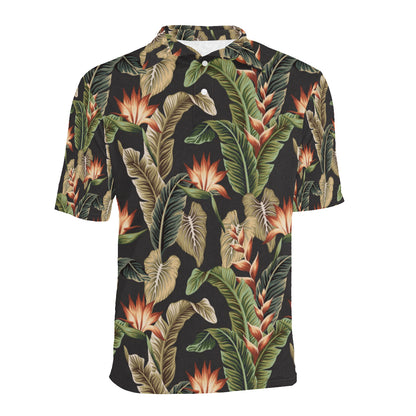 Tropical Flower Pattern Print Design TF014 Men Polo Shirt