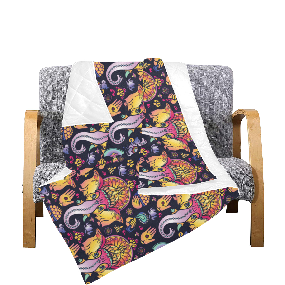 Ganesha Indian Pattern Print Design 03 Premium Quilt