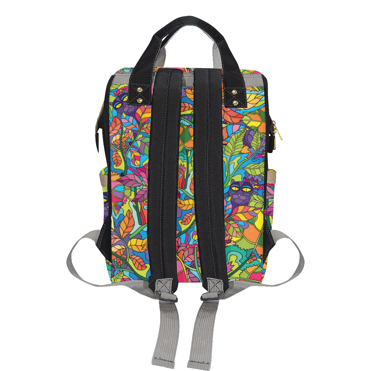 Psychedelic Trippy Flower Print Diaper Bag Backpack