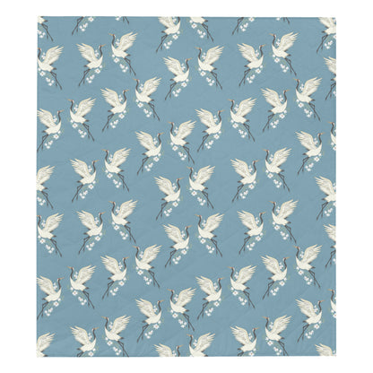 Crane Pattern Print Design 05 Premium Quilt