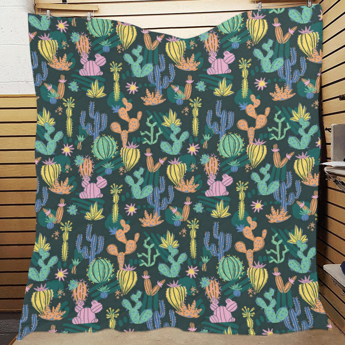 Cactus Pattern Print Design 05 Premium Quilt