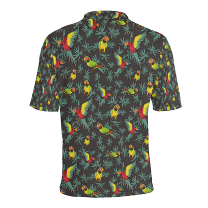 Parrot Themed Print Men Polo Shirt