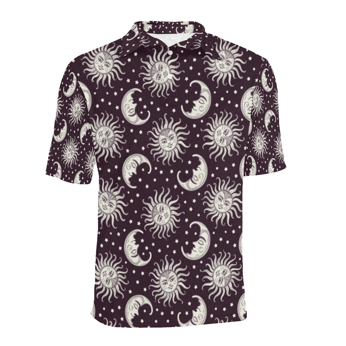 Sun Moon Face Men Polo Shirt