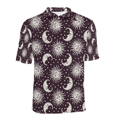 Sun Moon Face Men Polo Shirt