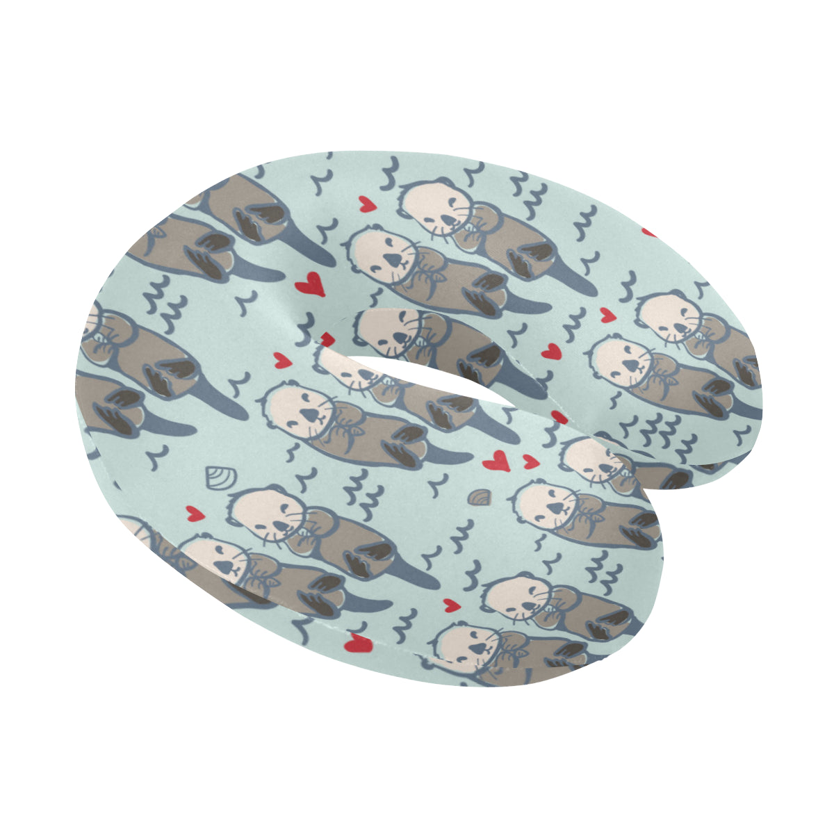 Sea Otter Pattern Print Design 03 U-Shaped Travel Neck Pillow