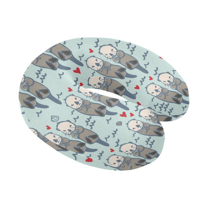 Sea Otter Pattern Print Design 03 U-Shaped Travel Neck Pillow