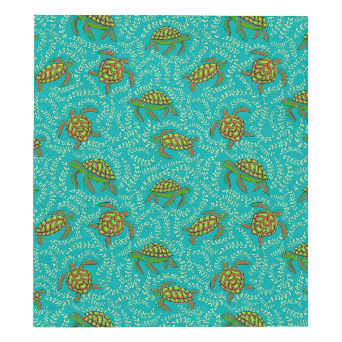Sea Turtle Pattern Print Design T010 Premium Quilt