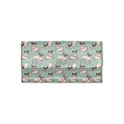 Pug Pattern Print Design A01 Women's Trifold Wallet