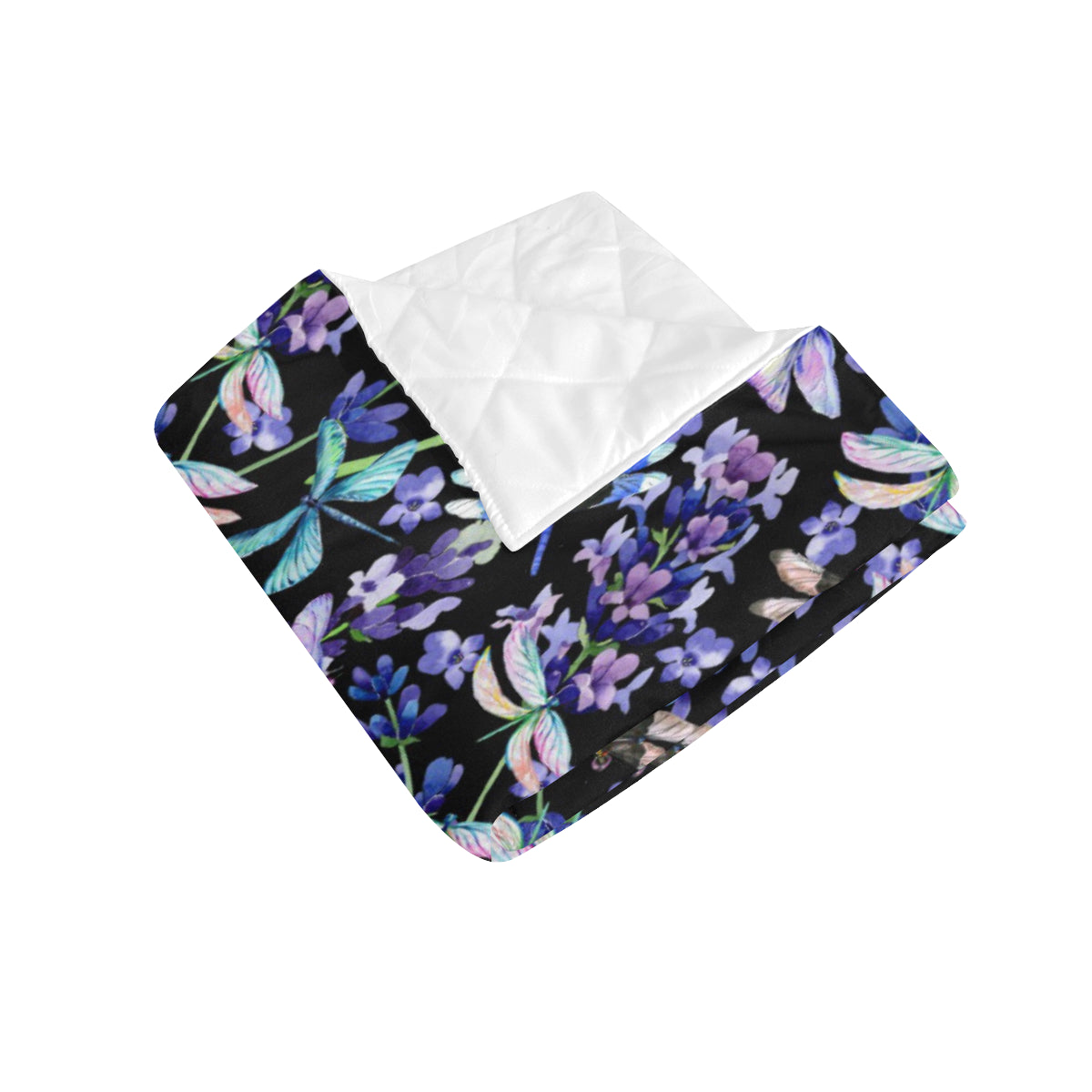 Lavender Dragonfly Pattern Print Design LV03 Premium Quilt