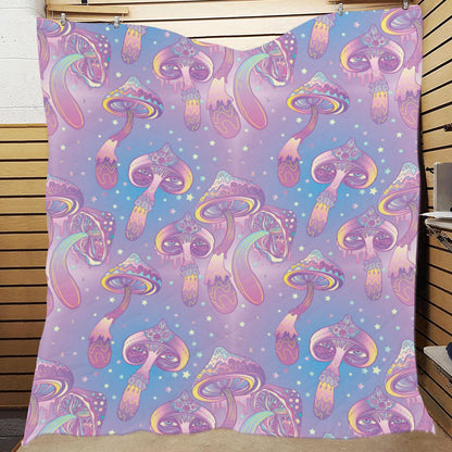 Psychedelic Mushroom Pattern Print Design A01 Premium Quilt