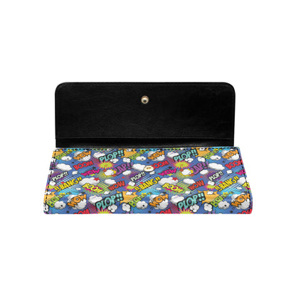 Comic Book Pattern Print Design 02 Women's Trifold Wallet