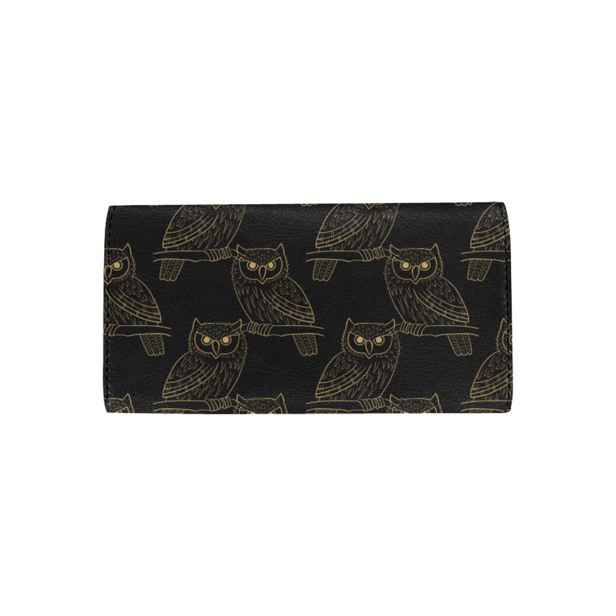Gold Owl Pattern Women's Trifold Wallet