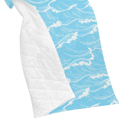 Ocean Wave Pattern Print Design A01 Premium Quilt