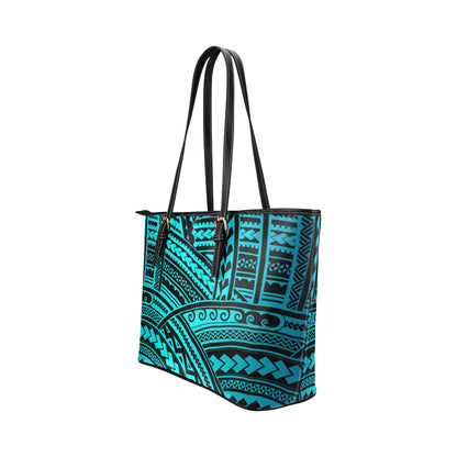 Polynesian Tribal Leather Tote Bag