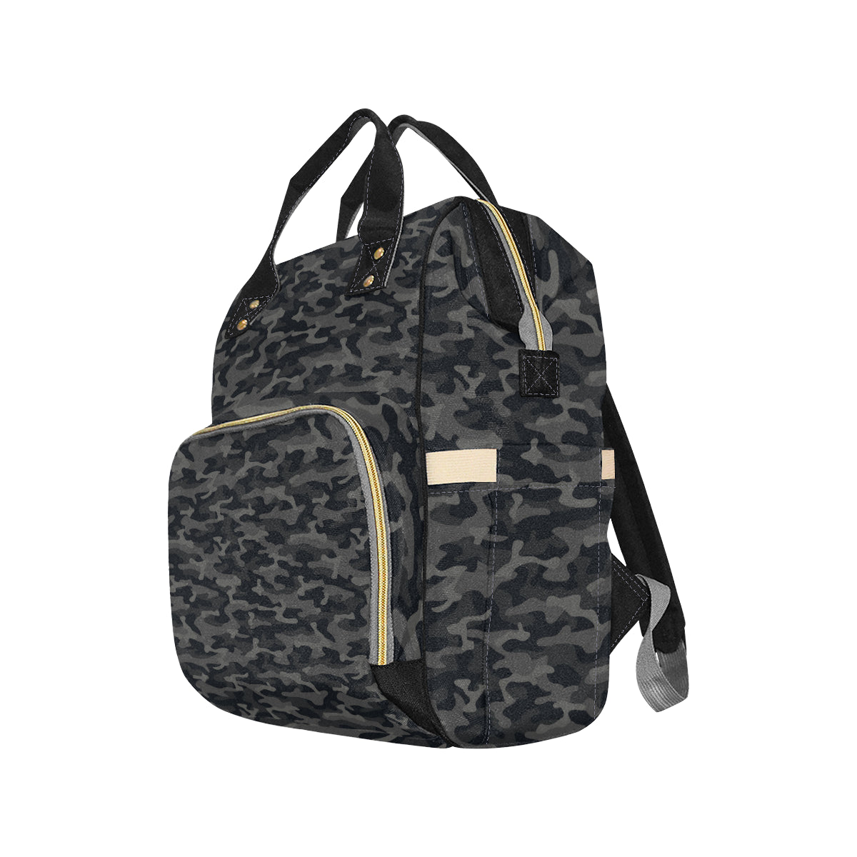 Camo Black Pattern Print Design 02 Diaper Bag Backpack