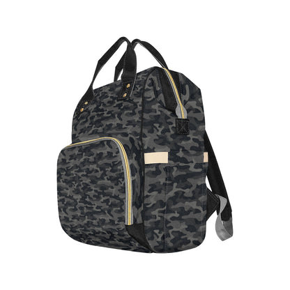 Camo Black Pattern Print Design 02 Diaper Bag Backpack