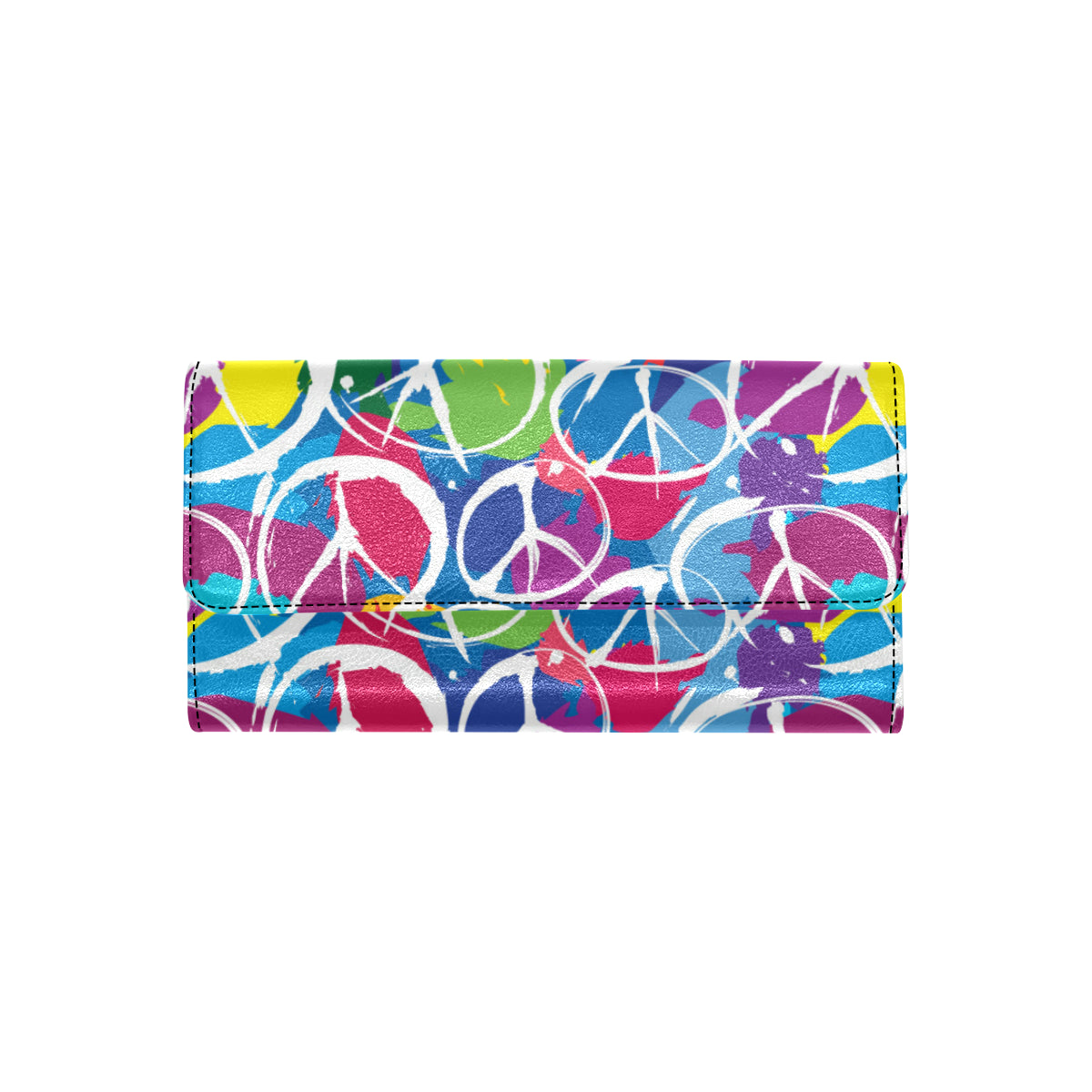 Peace Sign Colorful Pattern Print Design A02 Women's Trifold Wallet