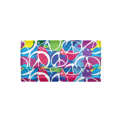 Peace Sign Colorful Pattern Print Design A02 Women's Trifold Wallet