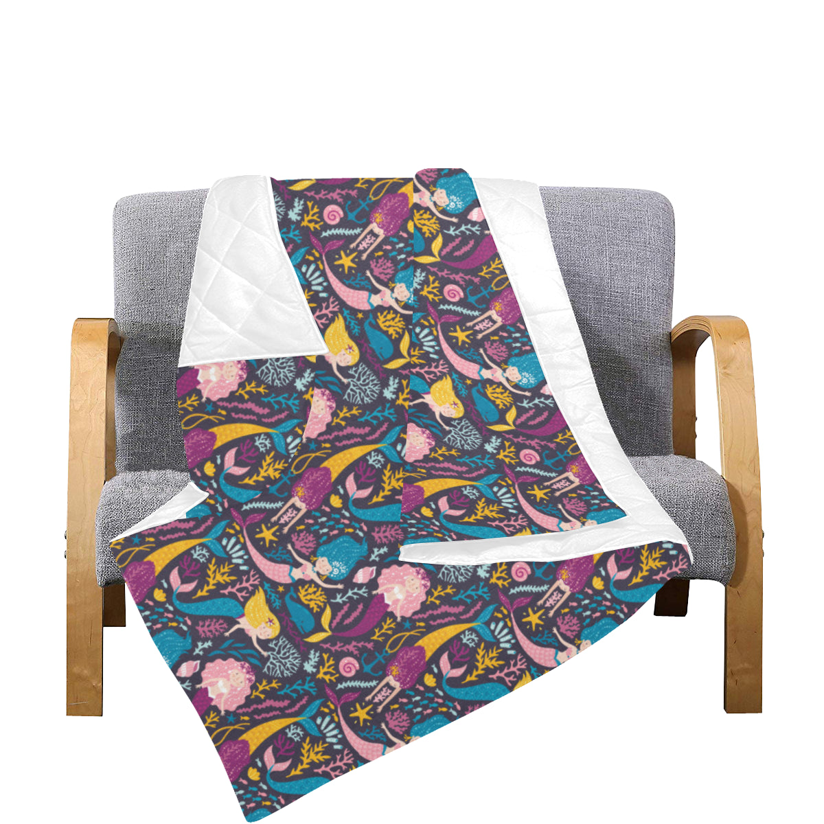 Mermaid Pattern Print Design 08 Premium Quilt