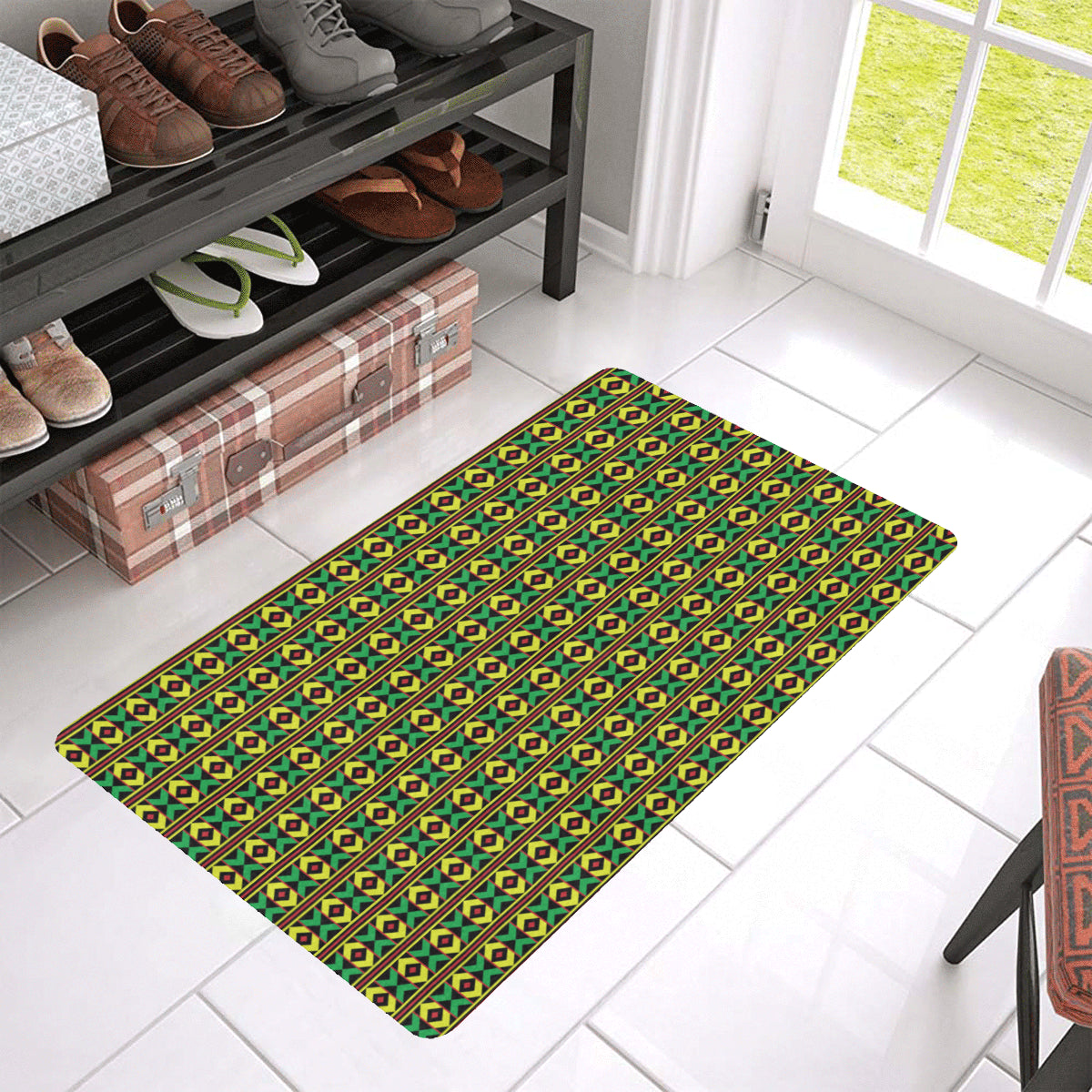 African Geometric Print Pattern Rubber Doormat