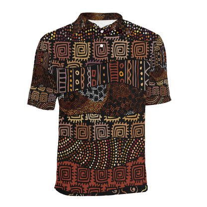 African Pattern Print Design 07 Men Polo Shirt