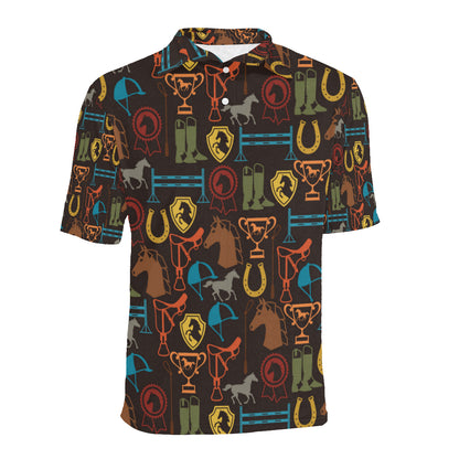 Equestrian Equipment Horse Colorful Men Polo Shirt