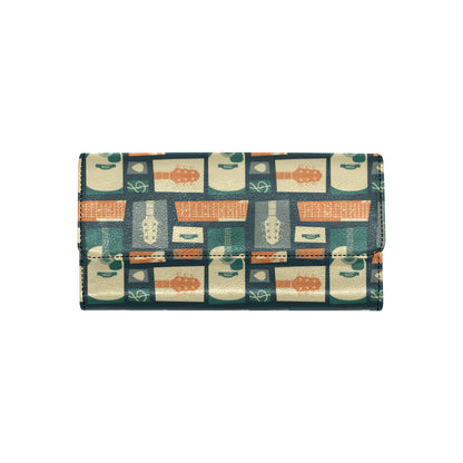 Acoustic Guitar Pattern Print Design 02 Women's Trifold Wallet