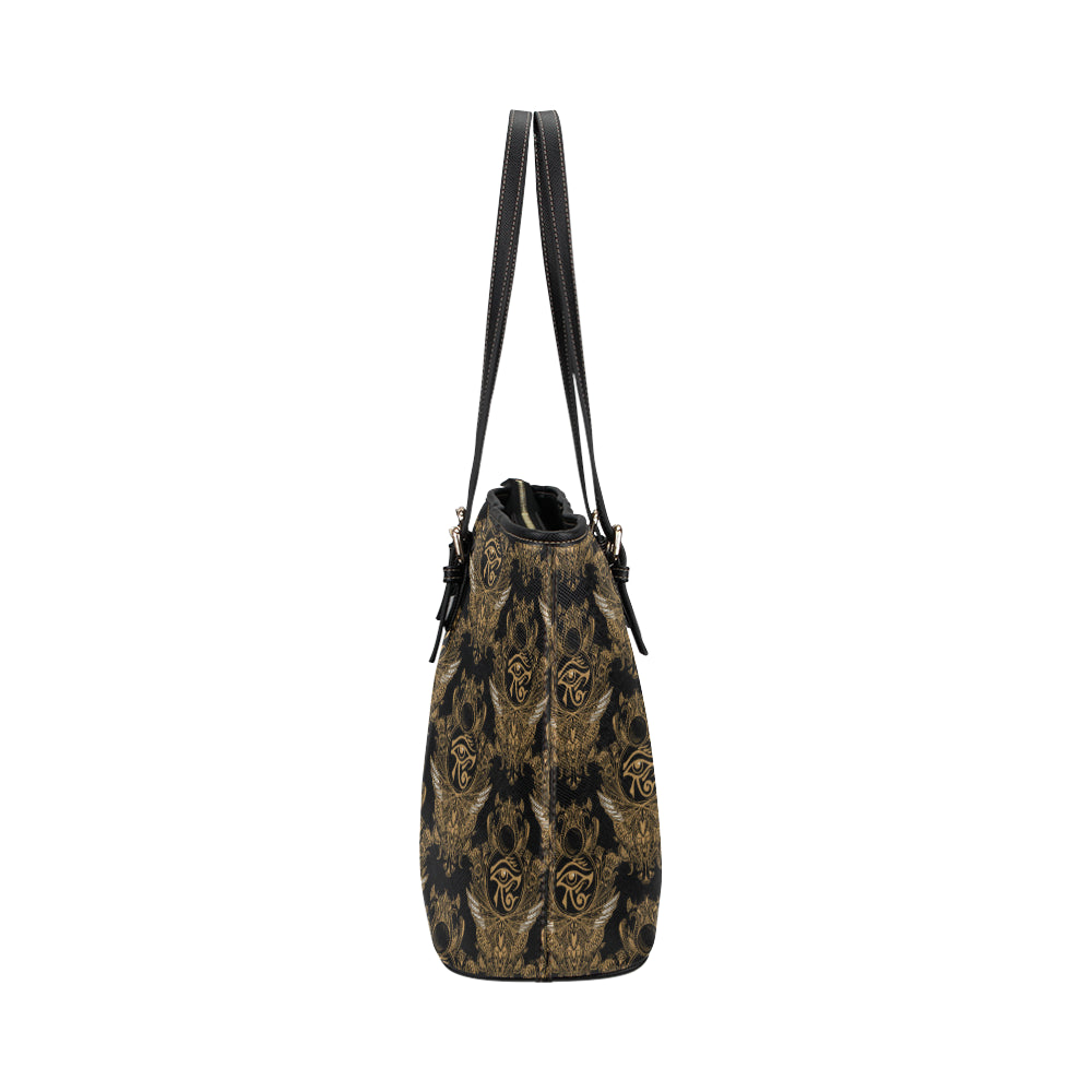 Eye of Horus Mandala Style Leather Tote Bag