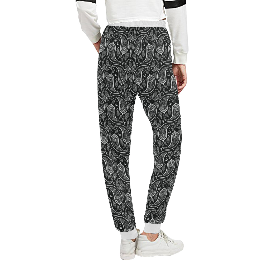Paisley Black Design Print Unisex Sweatpants