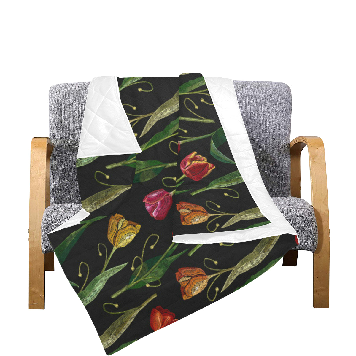 Tulip Embroidered Pattern Print Design TP01 Premium Quilt