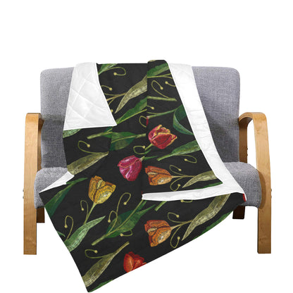 Tulip Embroidered Pattern Print Design TP01 Premium Quilt