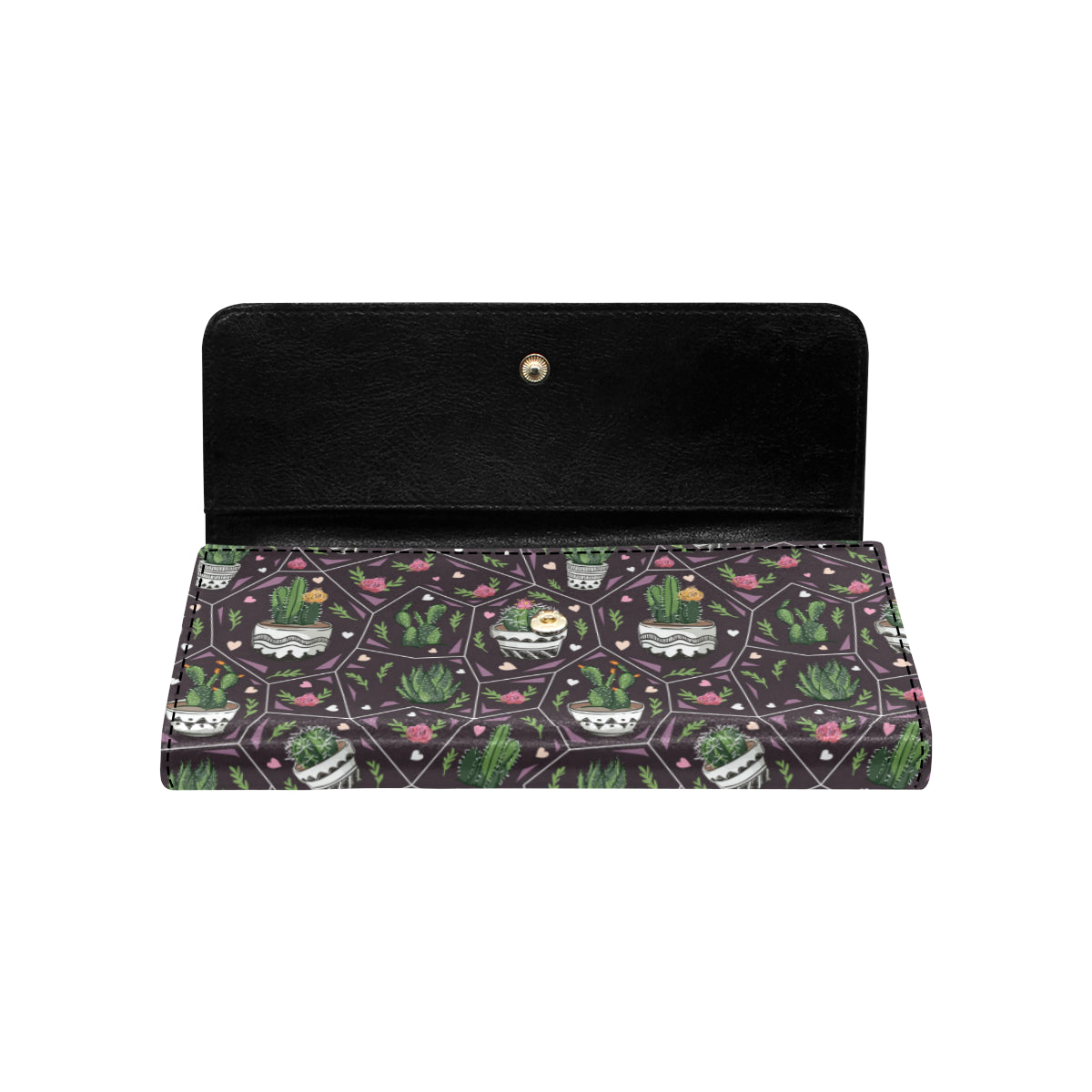 Cactus Pattern Print Design 03 Women's Trifold Wallet
