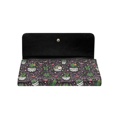 Cactus Pattern Print Design 03 Women's Trifold Wallet