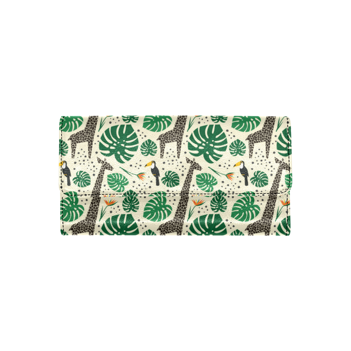 Rainforest Giraffe Pattern Print Design A02 Women's Trifold Wallet
