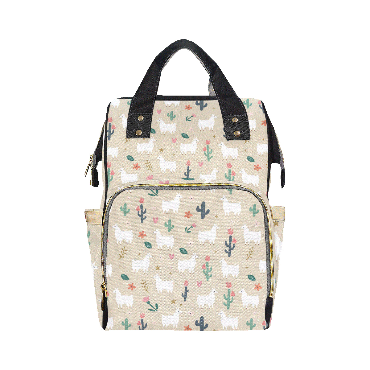 Llama Cactus Pattern Print Design 09 Diaper Bag Backpack